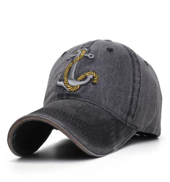 

vintage washed soft cotton anchor embroidery denim dad hat vintage washed baseball cap captain snapback caps7718685, Blue;gray
