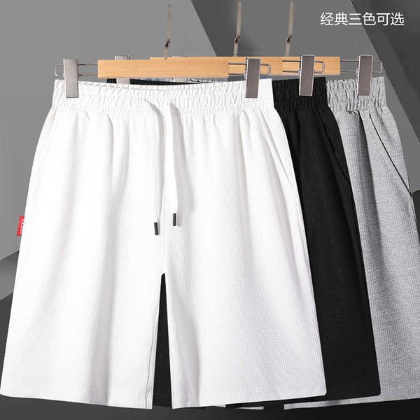 

spring/summer american waffle casual shorts men's summer thin outerwear white sports pants capris trend, White;black