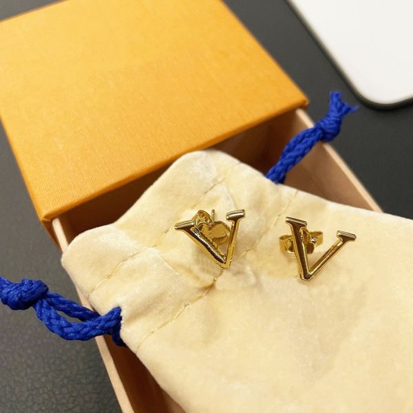 

tiny letter v stud earrings 14k plated gold women's earrings jewelry gifts for friends memorial day engagement lovers do not fade, Golden;silver