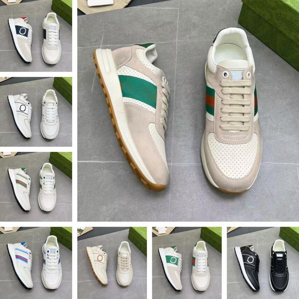 

low-men interlocking trainers shoes suede leather luxury sneakers mesh breath skateboard walking wholesale runner party dress rhython footwe, Black