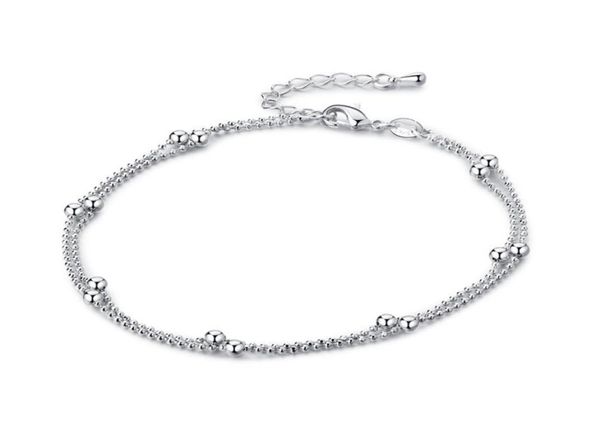 

ankle bracelets beach jewelry 2017 new 925 sterling silver double layers anklets jewelry for women boot foot ship n18532484, Red;blue
