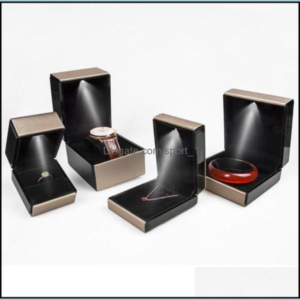 

jewelry boxes packaging creative led engagement ring pendant custom elegant lighted rings storage box display gift packing showc1591145, Black;white