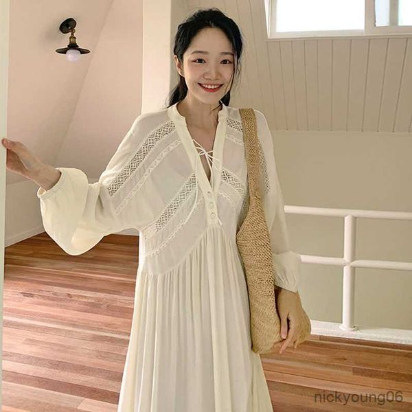 

2023 new spring maternity dress women elegant v-neck large size dresses pregnant women dress r230519, White