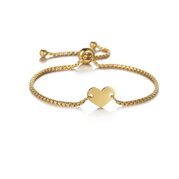 

charm bracelets new 304 stainless steel adjustable love bracelet women's fashion personality smooth surface diy laser engraving, Golden;silver