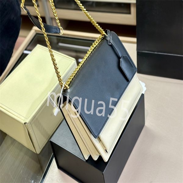 

premium designer shoulder bag genuine leather elegant and simple organ bags crossbody bag with metal chain