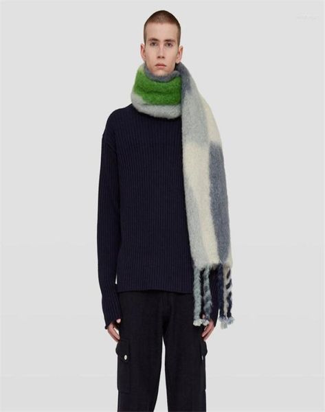 

scarves autumn winter geometric triangle print scarf handwoven fringed thermal men fashion long warm women8060636, Blue;gray
