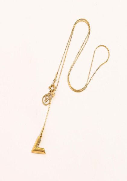 

18k gold plated stainless steel designer necklaces choker chain letter pendants statement fashion womens necklace wedding jewelry 9372307, Silver