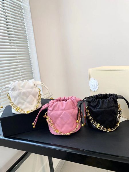 

23ss luxury designer shoulder bag ladies caviar mini blessing bucket bag three colors cute messenger bags with box