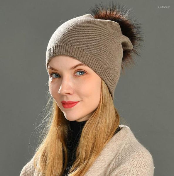 

beanieskull caps whole real raccoon fur pom knitted hat women beanies cashmere winter female girl cotton skullies wool beanie4884447, Blue;gray