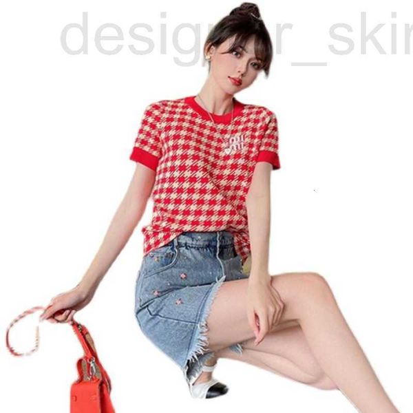 

women's t-shirt designer suer wool sweater women t shirt thousand ird ttern emroidery knitwear sweaters womens short sleeve tshirt fash, White