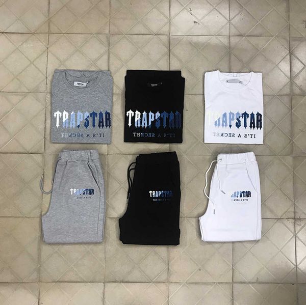 

mens fashion short tracksuits casual shorts t shirts tracksuit trapstar womens towel embroidery sweatsuits men's stylish sets hip new h, Gray