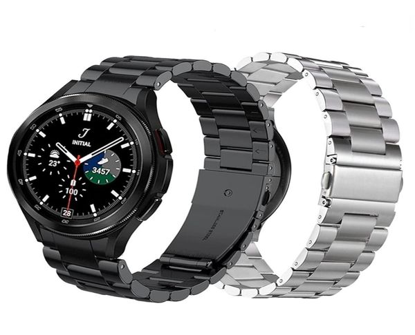 

metal strap for samsung galaxy watch 4 classic 46mm 42mm no gaps curved end stainless steel bracelet band for watch 4 44mm 40mm 227234361, Black;brown