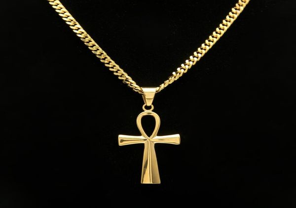 

gyptian ankh key charm hip hop cross gold silver plated pendant necklaces for men fashion party jewellry gift2827463