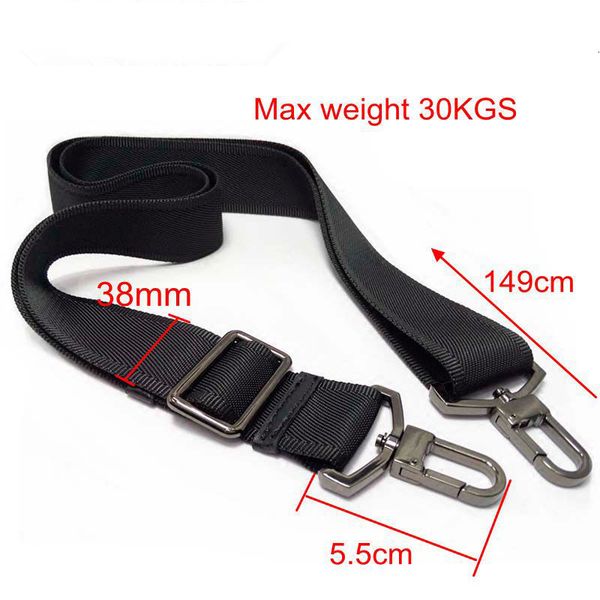 

bag parts accessories 38mm max 30kgs strong hook nylon belt accessory men bags long shoulder strap man briefcase bag straps repair bag shoul, Black