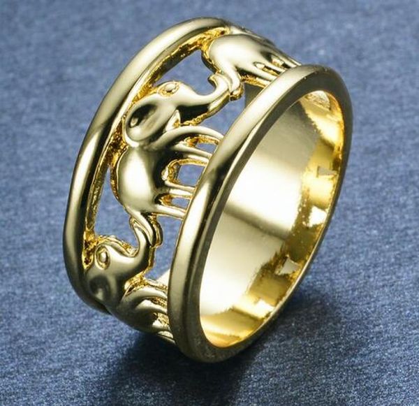 

cute gold elephant design women fashion jewelry ring 10kt yellow gold filled finger rings for womenmen gift selling1399199, Golden;silver
