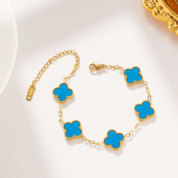 

charm designer bracelet fashion vintage 5 motifs bracelets clover leaf necklace luxury design wedding jewelry van 4/four flower gifts, Black