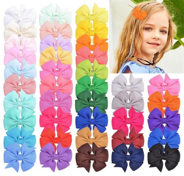 

solid mini hair bows with clip for baby girls grosgrain ribbon hair clip boutique hairpin barrettes kids hair accessories4188710, Slivery;white
