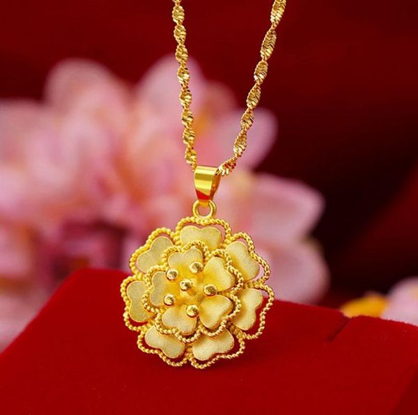 

heart flower pendant chain charm jewelry 18k yellow gold filled beautiful women accessories7609173, Silver