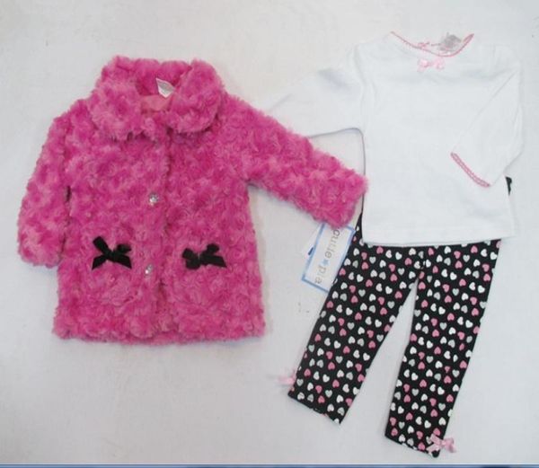 

2015 winter baby girls suits kids children sets coat t shirt pants outfits 3 pc set girls clothes 35034981689, White