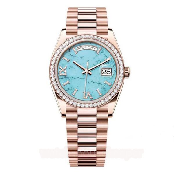 

men's classic fully automatic mechanical watch 36mm-41mm stainless steel 904l multi color diamond inlaid glow waterproof fashion women&, Slivery;brown