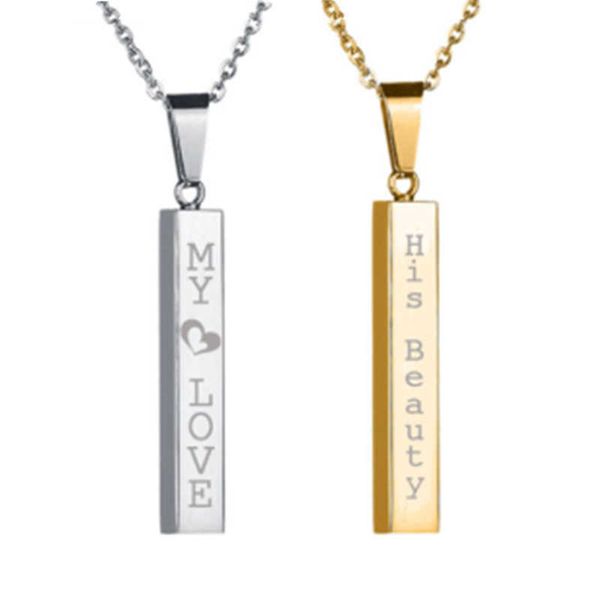 

pendant necklaces selling new letterable 304 column necklace personalized fashion stainless steel jewelry, Silver