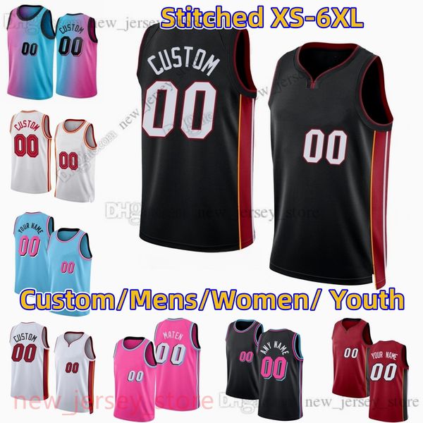

22 jimmy butler jersey custom stitched basketball jerseys 13 bam adebayo 42 kevin 7 kyle love lowry 14 tyler herro 2 gabe vincent 31 max str, Black;red
