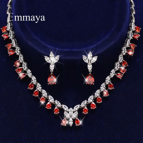

wedding jewelry sets emmaya fashion delicate waterdrop shape earring and necklace for women three color choice set in bridal party 230519, Slivery;golden