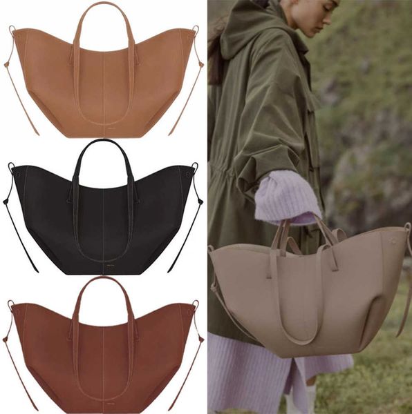 

polene cyme tote bag textured leather designer magnetic buckle closure handbag women large capacity handbags