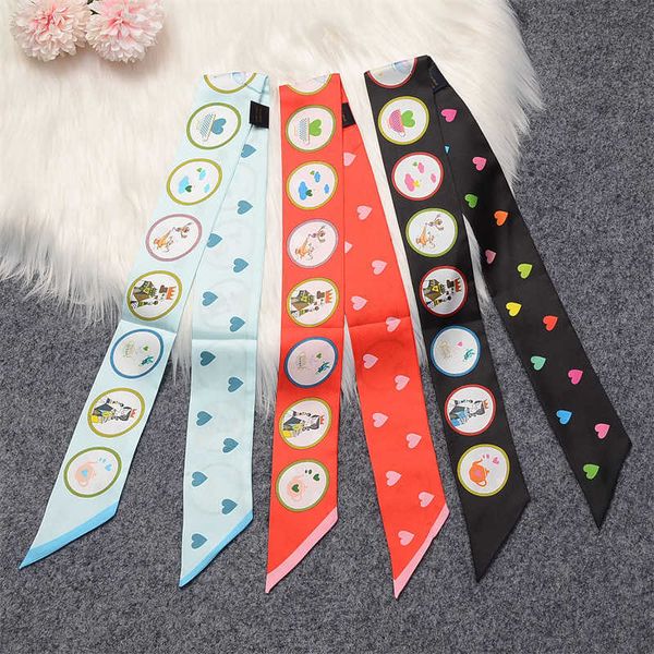 

natural silk scarf fashion women's headscarf design new style tie bag handle ribbon headband wrist scarf shirt scarf ladies head g22051, Blue;gray