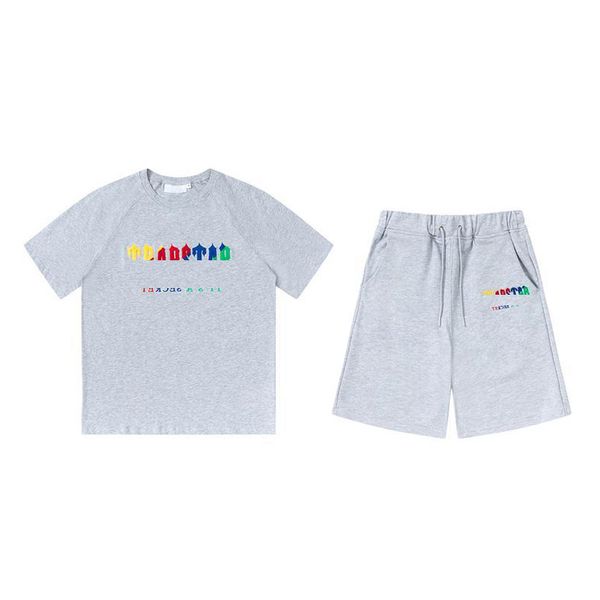 

Tracksuits Men' T-Shirts Designer Embroidery Letter Black White Grey Rainbow Color Summer Sports Fashion Cotton Cord Top Short Sleeve Size  To Xl