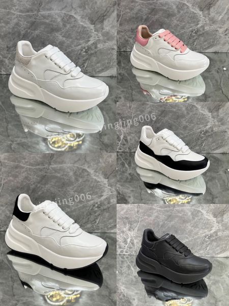 

new fashion designer platform women mens casual shoes leather lace-up sneaker lady flat running trainers letters gym sneaker, Black