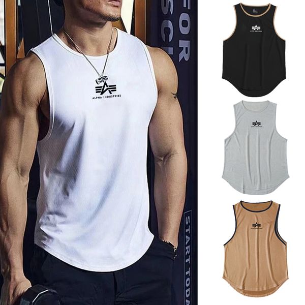 

men' tank summer men' tank fashion print quick-drying t-shirt breathable fitness sleeveless shirts man muscle vest brand clothi, White;black