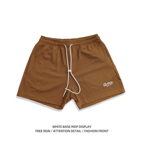 

american style waffle three-part pants casual sports shorts men's high street fashion in summer breathable knee length pants, White;black