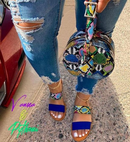 

fashion summer snakeskin slides and purses set candy beach slippers women nonslip ladies shoes sandals 2 two strap flip flops4208124, Black
