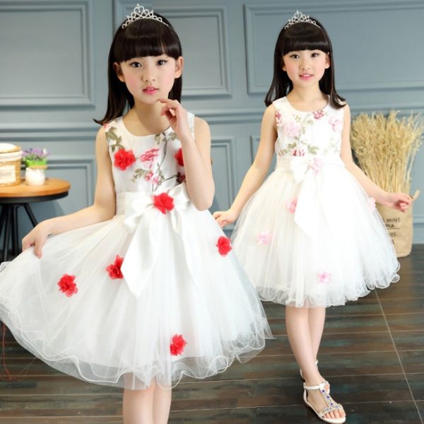 

girl's dresses summer girls party dress for poshoot child kids princess dresses flower korean version student dance dress 2 to 12 years, Red;yellow