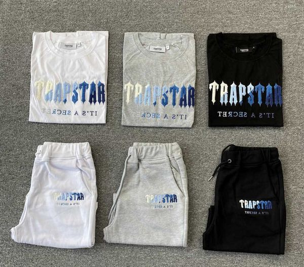 

men's t shirts spring summer trapstar sports short sleeve suit men women gym training clothes leisure t-shirt new high end 50ess, White;black