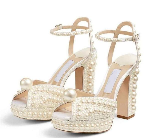 

italy brands sacora women sandals white pearls leather elegant lady high heels bridal shoes wedding party bridals walking eu36857746, Black