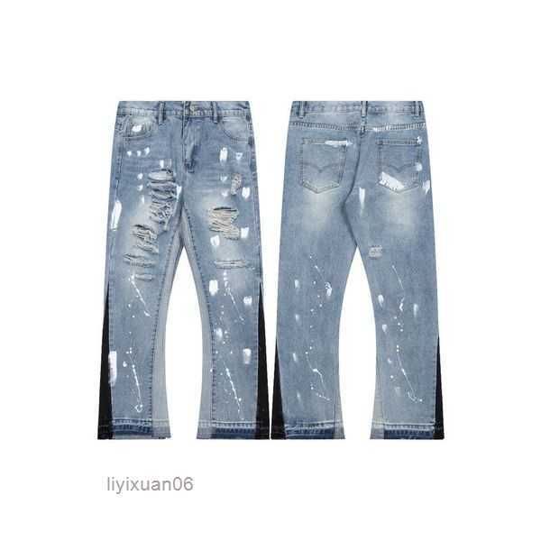 

mens jeans pants galleryes sweatpants dept speckled letter print men's women's couple loose versatile casual straight 1 hmff, Blue
