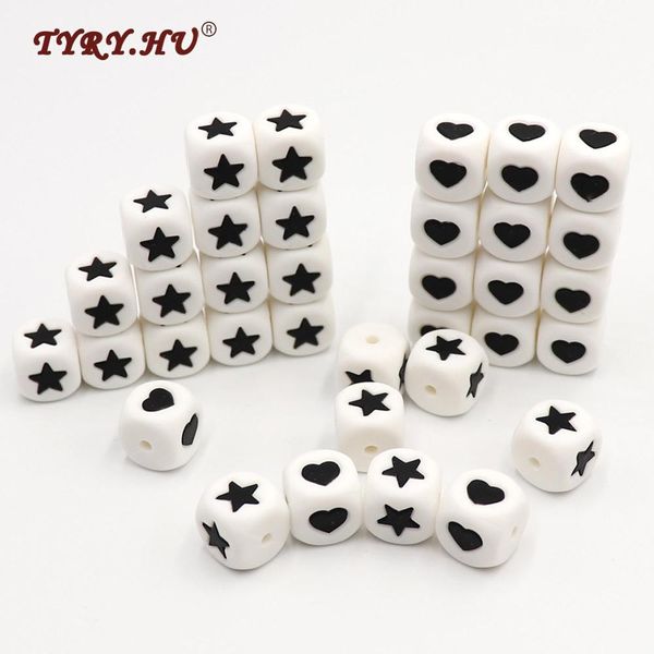 

crystal 50pc new arrival cube beads star/heart bpa silicone teethers diy jewelry pendants teething necklace pacifier clips material
