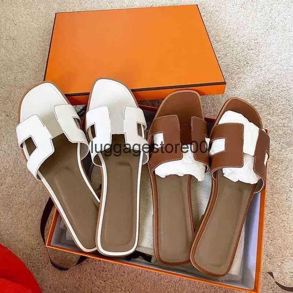 

designer leather ladies sandals summer flat shoes fashion beach women slippers letter drag, Black
