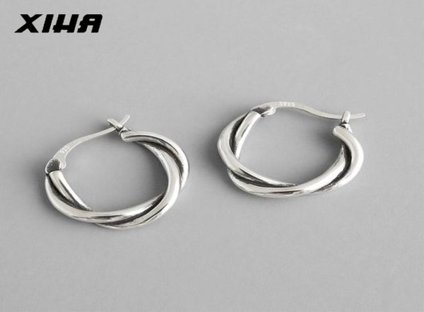 

925 sterling silver hoop earrings for women summer trend round earring ear piercing korean huggie fashion jewelry 2009245957125, Golden;silver