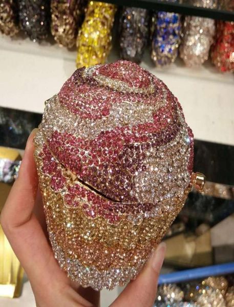 

evening bags multicolored small cupcake shape women crystal clutch purse bridal prom gift handbag wedding rhinestone party bageven6411660