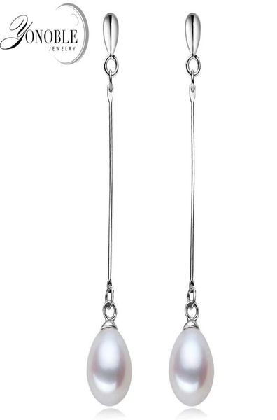

wholereal 925 sterling silver pearl earrings freshwater long pearl earrings for women natural pearl earring drop girlfriend g9119447, Golden;silver