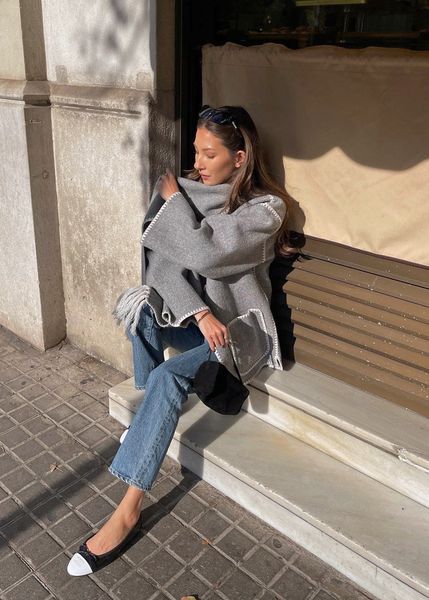 

fw to-t-e single-breasted tassel scarf wool coat light gray wool, Black