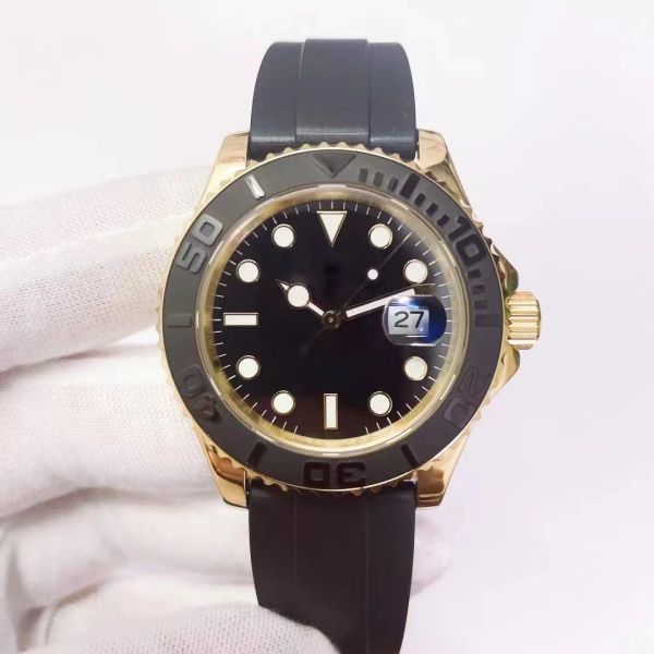 

2023 steel yellow gold new model bezel watch 40mm automatic mechianical wristwatches rubber strap sapphire glass movement mens watches, Slivery;golden