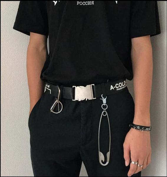 

fashion punk hiphop large pin trendy belt waist chain male pants chain men jeans silver metal clothing accessories jewelry6464762, Black;brown