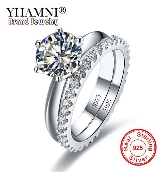 

anti allergy no fade original pure 925 silver rings sets cubic zirconia diamond engagement rings sets wedding jewelry for women dr1777142, Slivery;golden