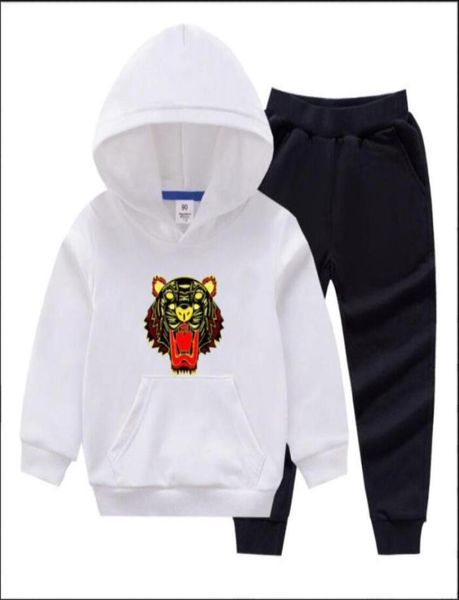 

fashion baby clothes sets tracksuit 2 pcs suits kids boy girl long sleeve hoodie sweater classic letter pants outfits autumn2898527, White