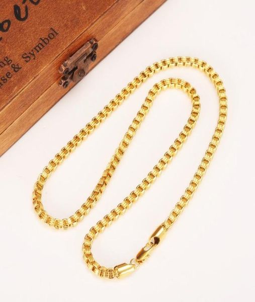 

500mm 3mm box chain ethiopian square 9 k yellow fine gold gf thick necklaces dubai arab1020384, Silver