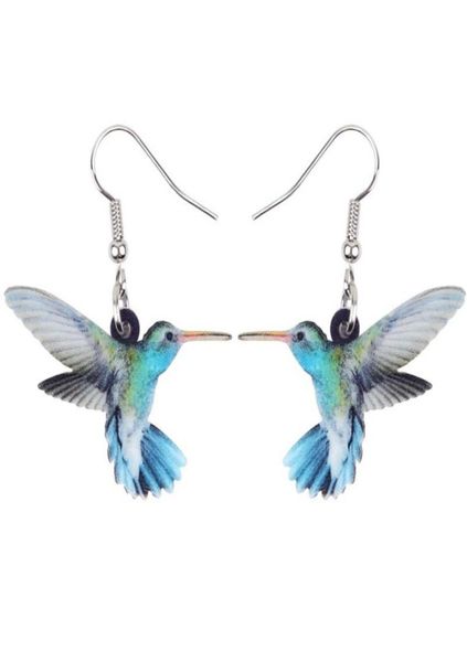

acrylic flying voilet sabrewing hummingbird bird earrings dangle drop fashion animal jewelry for women girls kids4548372, Golden;silver